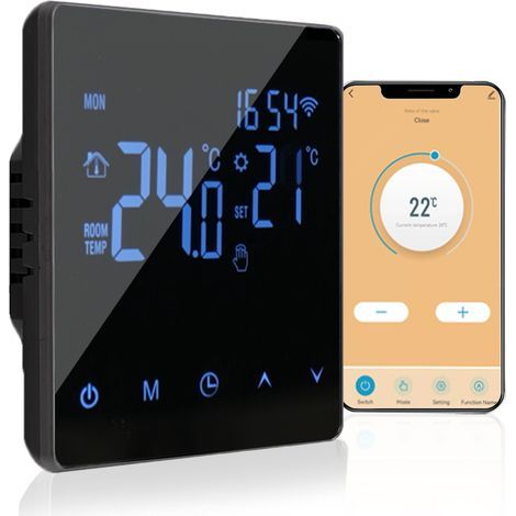 Smart Wi-Fi thermostat, 3A water heater temperature controller, touchscreen LCD, weekly programming, Tuya app, floor thermostat, for home, office, etc. (1/5)