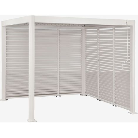 Pergola bioclimatique en aluminium avec lames et panneaux latéraux Druvia SKLUM Blanc Gardenia 3 x 3 m (1/5)