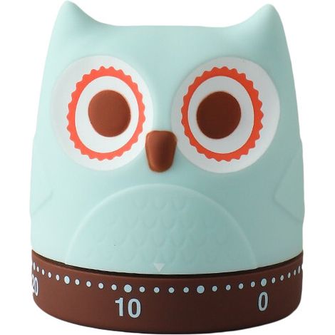 Minuteur de cuisine mécanique en forme d’œuf, horloge décorative en plastique hibou (fun) (1/5)