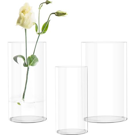 3 Pièces Vase Fleur Decoratif Transparent, Vase de Sol Cylindrique, Vases Modernes Plastique, Flacon Fleur a Poser sur Sol Haut, pour Table, Salon, Mariage de Décorations (1/5)