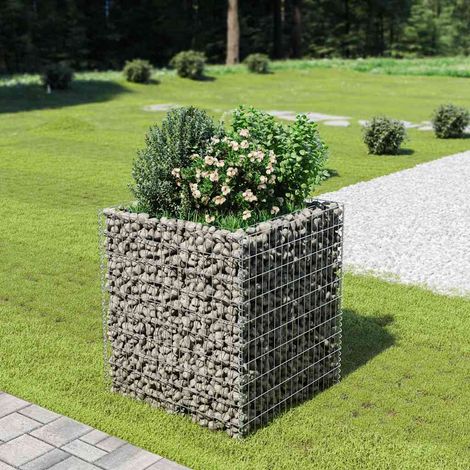 Lit surélevé à gabion-Jardinière en cage à pierre-Jardinière à gabion Acier galvanisé 90x90x100 cm (1/5)