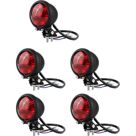 Adecuado para 5 luces traseras LED de motocicleta y luces de freno traseras, adecuado para luces traseras LED de motocicleta estilo Bobber Chopper, color negro café. (1/4)