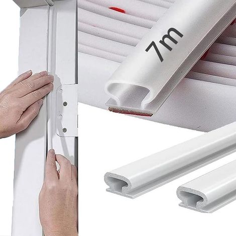 Tür- und Fensterdichtung für Kälte- und Schalldämmung, Türdichtung Typ D aus Gummi, selbstklebender TPE-Türdichtungsstreifen, für Türschalldämmung, Eingangsdichtung (Weiß, 7 m) (1/5)
