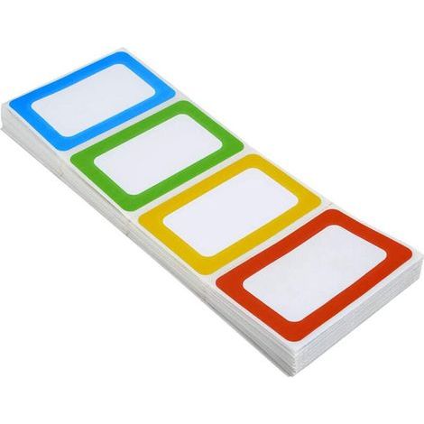 200 pegatinas - Pegatinas lisas para etiquetas de nombre, etiquetas de etiquetas de nombre con borde de color (1/4)