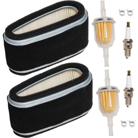 11013-2110 Filtre à air avec préfiltre bougie d'allumage Kit de réglage pour Kawasaki FC400V FC420V 14 HP Kit d'entretien du moteur de tondeuse à gazon à 4 temps (lot de 2) (1/5)