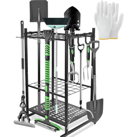 Range Outils de Jardin Debout 35 Fentes - Rack Rangement Outils Jardinage Acier Carbone - Organisateur Garage Atelier avec Crochets - Accessoires pour Outillage de Jardin Pelle Rateau Houe Fourche (1/5)