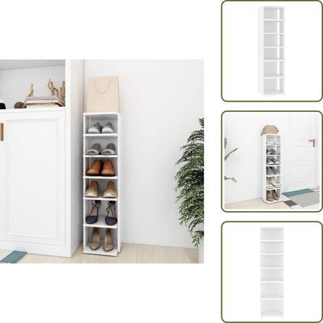 Schuhschrank Weiß 27,5x27x102 cm Holzwerkstoff - Schuhschrank - Holzwerkstoff - Weißer Schrank - Garderobe - Regal (1/5)