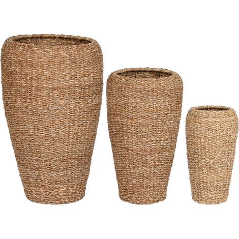 Cache-pot élégant en osier pour touche chic - Teinte naturelle d'osier tressé beige (1/4)