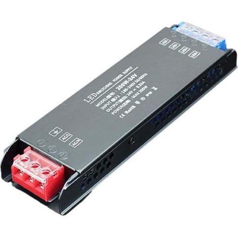 Driver LED - 200 W - Sortie 24 V CC 33 A - Pour Rubans LED Éclairage Armoires Patio - 178 x 50 x 22 mm (1/5)