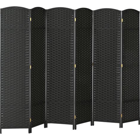 Beyamis 6-teiliger, faltbarer Raumteiler, freistehender Sichtschutz für Wohnzimmer, Schlafzimmer und Büro, 240 x 170 cm, Schwarz