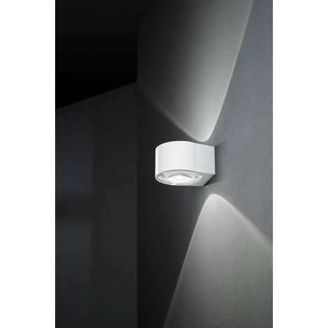 Applique Led Double Émission En Aluminium Blanc 12W 660Lm 3000K Ip65 - Lampe Murale Élégante Pour Extérieur Et Intérieur - Marque Perenz