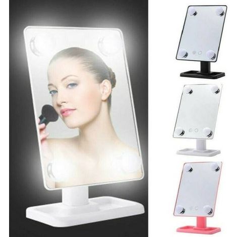 TrAdE Shop Traesio - Specchio Da Trucco Illuminato 4 Luci A Led Portatile Trucco Bellezza Da Tavolo - (1/5)