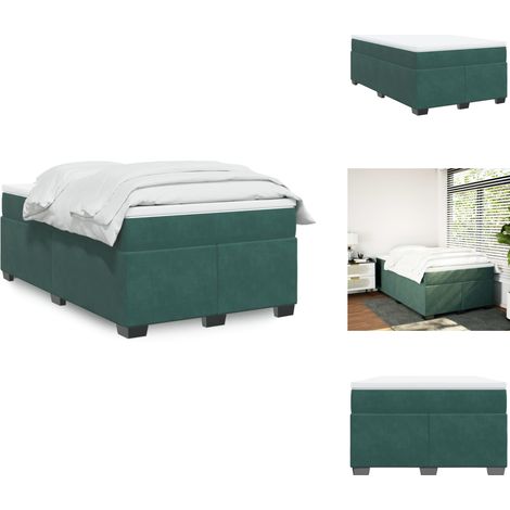Sommier à lattes de lit et matelas Vert foncé 120x200cm Velours - Lit Double - Lit Avec Sommier - Matelas À Ressorts Ensachés - Lit Velours - Literie (1/5)