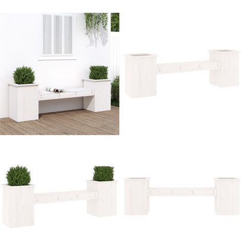 Banco con jardineras madera de pino blanco 184,5x39,5x56,5 cm - Jardineras - Banco con jardineras