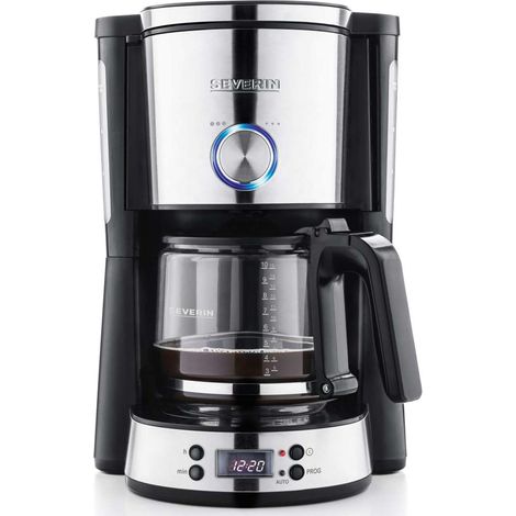 Severin – Cafetière filtre 1000W – 8 à 10 tasses – Verseuse en verre – Arrêt automatique – Départ programmable – 4826