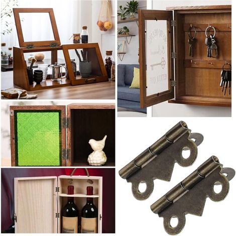 50 minibisagras pequeñas, bisagras plegables tipo mariposa de 25 x 20 mm, minibisagras de bronce antiguo para muebles del hogar, herrajes para armarios y puertas. (1/3)