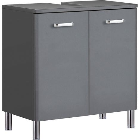 Waschbeckenunterschrank 60 cm stehend QUITO-66 in anthrazit Hochglanz, B/H/T: ca. 60/63/33 cm (1/5)