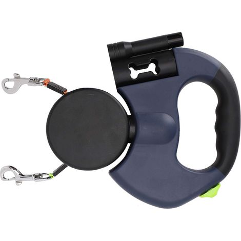 EASYCOMFORT Laisse rétractable pour chien, laisse à 360° pour chien, laisse double extrémité ABS + nylon, laisse auto-tractable pour petit/moyen/grand chien et chat (gris foncé) (1/5)