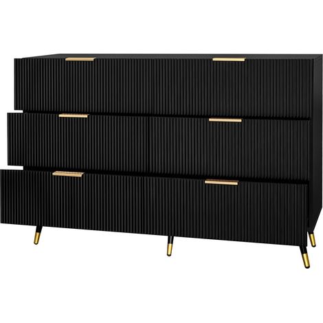 GagaBuffet moderne noir et or, 6 tiroirs, 120 cm (1/5)