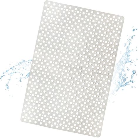 Alfombrilla antideslizante para baño, alfombrilla de ducha de TPE con ventosas y orificios de drenaje, blanca, 43 x 75 cm. (1/5)