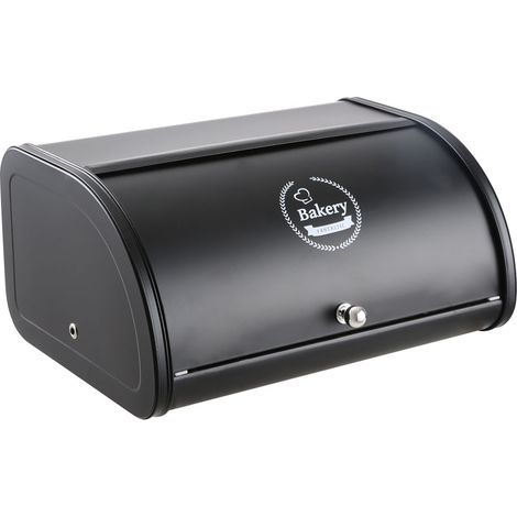 Black Metal Roll Top Bread Container for Kitchen Countertop (1/4)