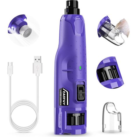 Lime à Ongle Chien - Silencieux (45 DB) 6 Vitesses avec 2 lumières LED pour Chiens/Chats de Grande, Moyenne et Petite Taille, Professionnel 3 Ports avec Capuchon Anti-poussière (1/5)