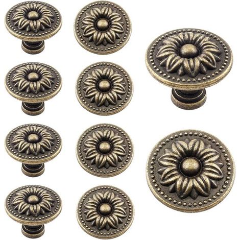 10 pezzi Pomelli rotondi in bronzo antico per cassetti,30 mm,Pomelli vintage per mobili Pomelli per mobili antichi rotondi (1/5)