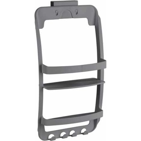 WENKO Mensola da doccia sospesa, da appendere alla parete della doccia o da fissare al muro, fissaggio incluso, in plastica resistente, 26x54,5x11,5 cm, antracite (1/5)
