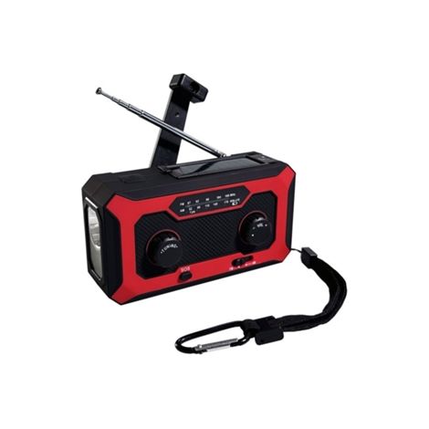 Générateur de secours multifonctionnel à manivelle, alimenté à l'énergie solaire, avec radio, 4000 mAh, lampe torche Cuich, rouge.