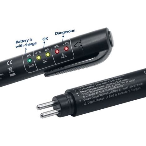 Testeur De Liquide De Frein - Indicateur D'humidité À LED Pour DOT3 DOT4 - Outil Compact De Diagnostic Automobile - 1 Pièce (1/4)