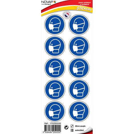 Planche 10 Pictogrammes Ø 40mm - Protection temporaire des Voies respiratoires - 4250250