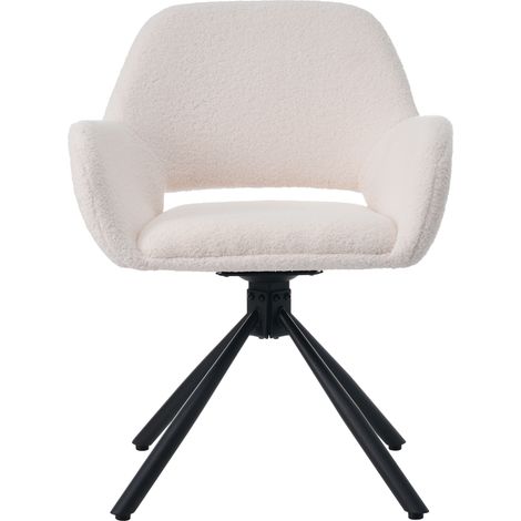 Set di 6 sedie da pranzo girevoli in tessuto Sherpa bianco con braccioli, stile moderno (1/5)