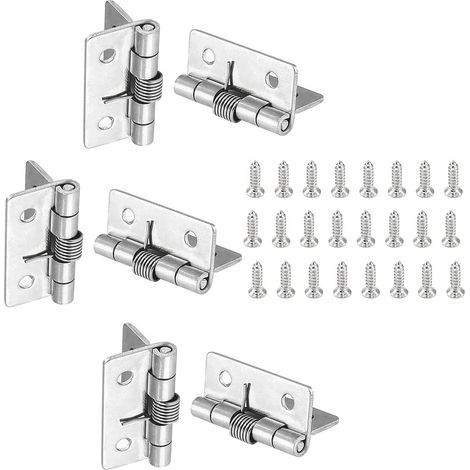 Set of 6 Hinges, 304 Stainless Steel, Self-Closing, Silver, For Cabinets (1/5)