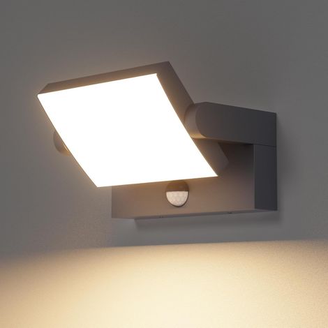 1 Applique Murale LED, Détecteur Mouvement, Panneau Orientable 350°, IP65 Aluminium, Extérieur Intérieur