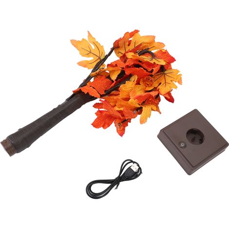 Arbre décoratif lumineux ABS 60cm avec 24 LED blanches chaudes, base amovible et minuterie, idéal pour Thanksgiving (1/5)