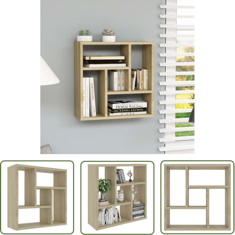 INLIFE Étagère murale 45,1x16x45,1 cm Aggloméré Chêne sonoma (1/5)