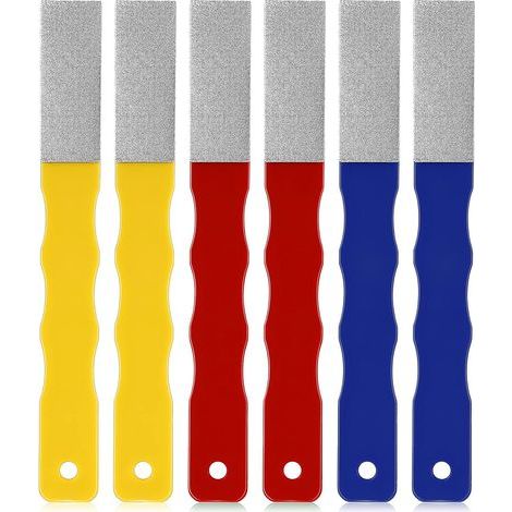 Ensemble de 6 pierres à aiguiser diamantées à code couleur, limes plates et couteaux pour la chasse et l'extérieur (1/5)