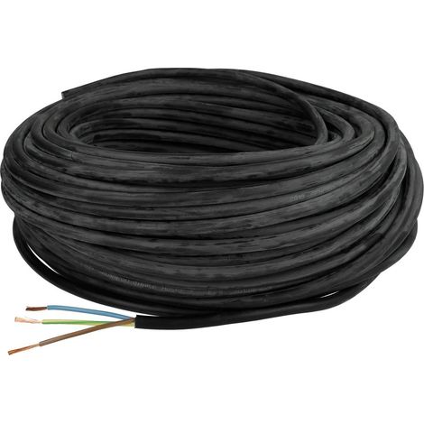 Câble léger sous gaine en caoutchouc 3 x 1,0 mm²  H05RR-F avec conducteur de protection
