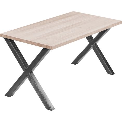 LAMO Manufaktur Esstisch Küchentisch, 100x80x76 cm (AxBxH), Design, Roh / Rohstahl mit Klarlack, LUG-01-A-001-0000D