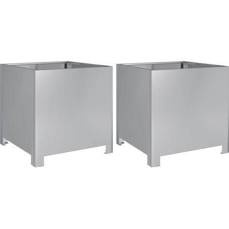 Vaso per fioriera aiuola rialzata piante fiori giardino terrazze set da 2 40 x 40 x 40 cm acciaio zincato argento 020038956