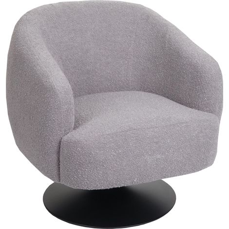 Lounge-Sessel HHG-067, Cocktailsessel Sessel drehbar, Bouclé Stoff Metall hellgrau