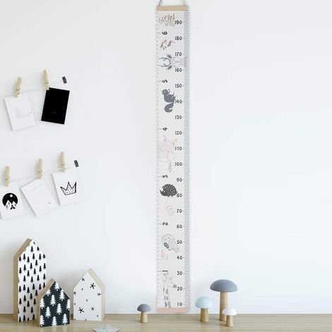 Medidor de altura de pared infantil con cinta métrica, 200x20 cm, diseño de animales, papel extraíble.