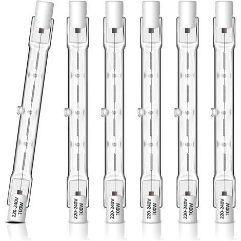 6er-Pack R7S 118 mm 100 W dimmbare Halogenlampen, lineare R7S-Lampen, 2700 K warmweiß, 1500 lm, 230 V Wechselstrom, J118 Halogen für Flutlichtstrahler, Landschaftsbeleuchtung, Arbeitsleuchten, Stehlam (1/5)