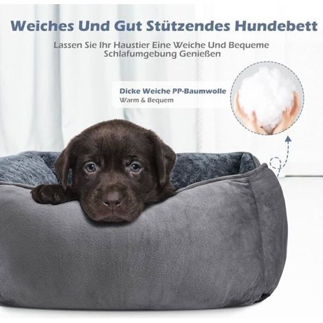 (Couleur:Gris)Panier Chien Petit Chien, Panier pour Chien Lavable Pelucheux, Anti-anxiété Doux Confort Velours de Rose Antidérapant, 51x48x15cm (1/4)