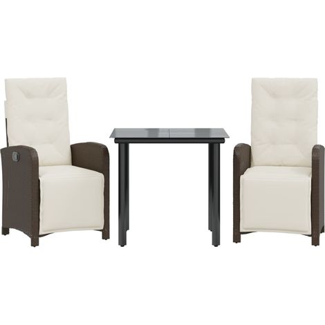 Maison Exclusive - Set Bistrò 3 pz con Cuscini Marrone in Polyrattan