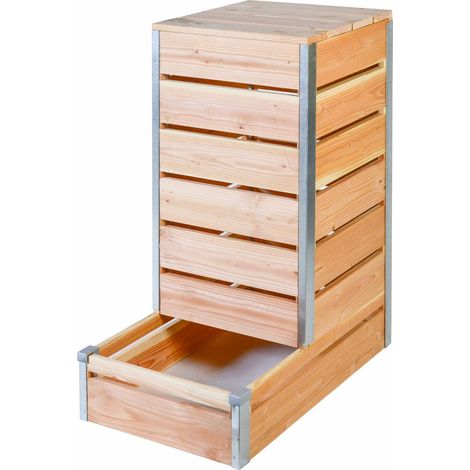 Composteur en bois non traité 209L – Dimensions L80 x l45 x H98 cm – Accès direct au compost mature – Fabrication française – Mon Petit Potager
