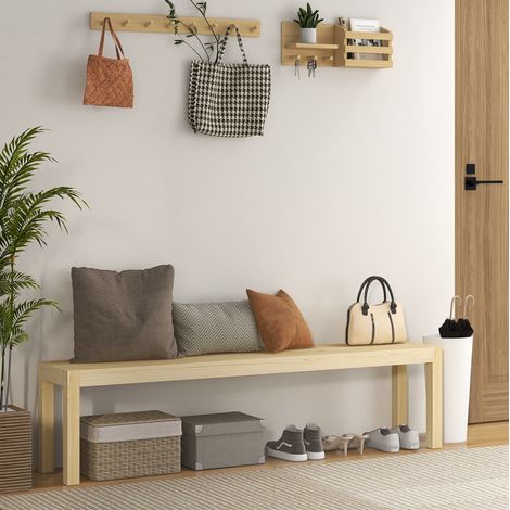 Panca a 3 posti in legno di pino, 175 x 33 x 45 cm, naturale, portata max 330 kg HAVRYA (1/5)