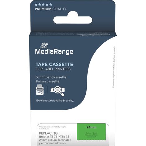 Ruban d'étiquetage MEDIARANGE MRBTZ751, remplace Brother TZ-751/TZe-751