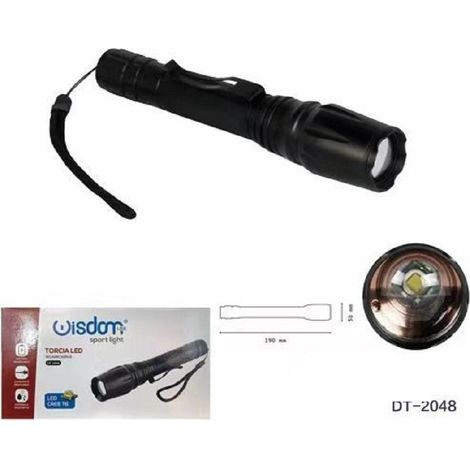 Wisdom - Torcia Led Ricaricabile Cree T6 Luce Regolabile Casa Campeggio Escursioni Dt-2048 - (1/5)