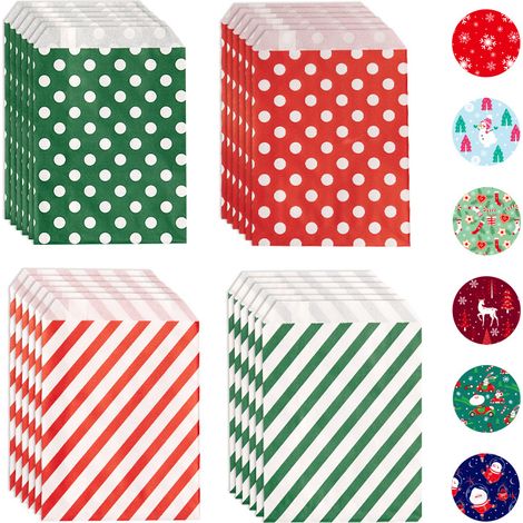 Sachets à bonbons en papier kraft (lot de 144), 12,7 x 17,8 cm, sachets pour biscuits de Noël, mini sachets pour buffet de bonbons de Noël, petits sachets cadeaux en papier, sachets plats style cellop (1/5)